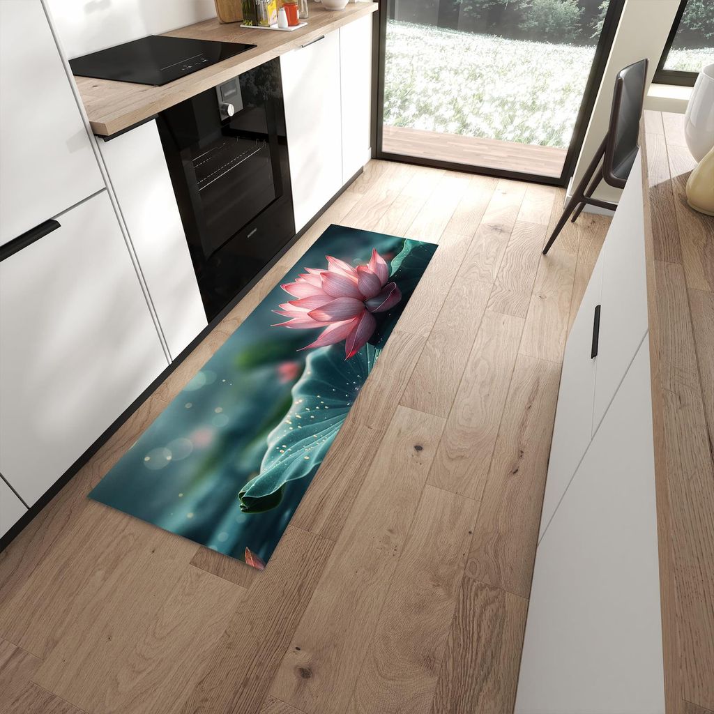 Küchenteppich 60x180cm rutschfest & abwischbar PVC Läufer - Lotuszauber