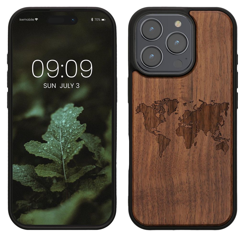 kwmobile Handyhülle für Apple iPhone 16 Pro Hülle Holz - Produktbild 