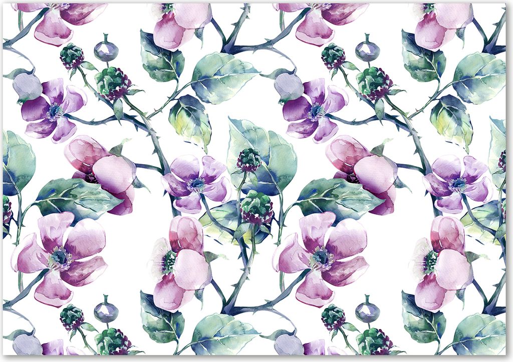Tulup Leinwandbild - 100x70 cm - Wandkunst - Drucke auf Leinwand - Leinwanddruck - Blumen & Pflanzen - Lila - Brombeerblumen