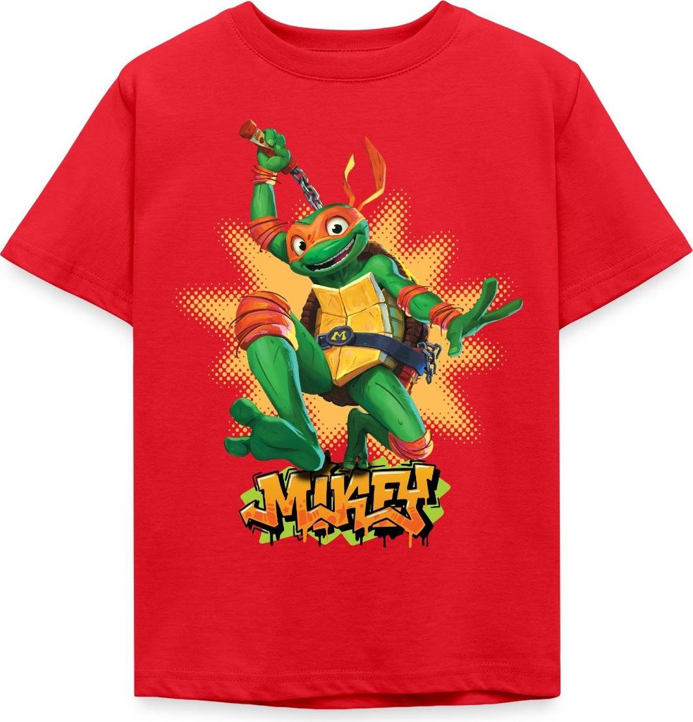 Spreadshirt TMNT Mutant Mayhem Turtle Mikey Kinder T-Shirt, 122/128 (7-8 Jahre), Rot