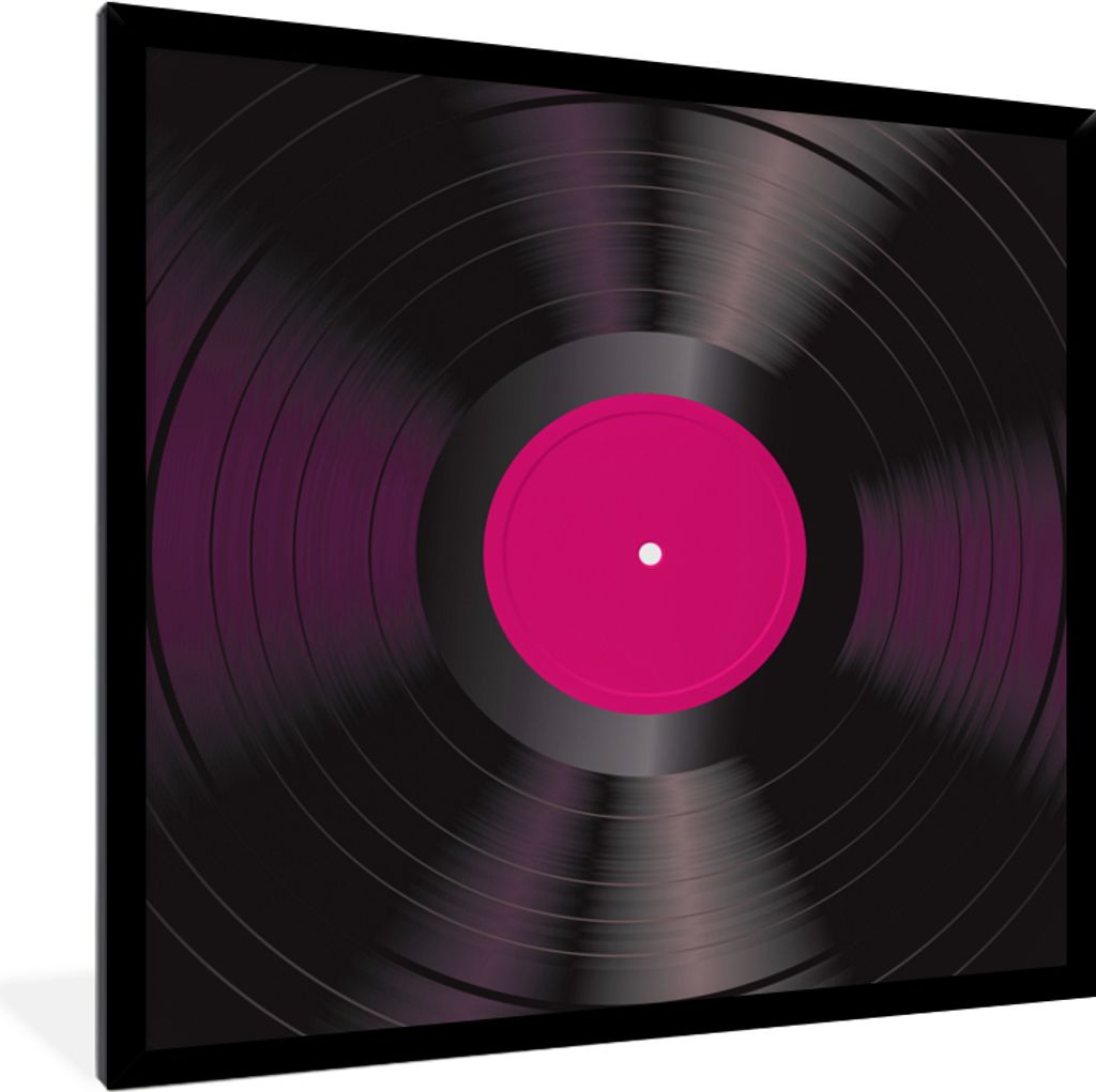 MuchoWow® Gerahmtes Poster LP's Vinyl - Rosa - Retro 40x40 Produktbild 