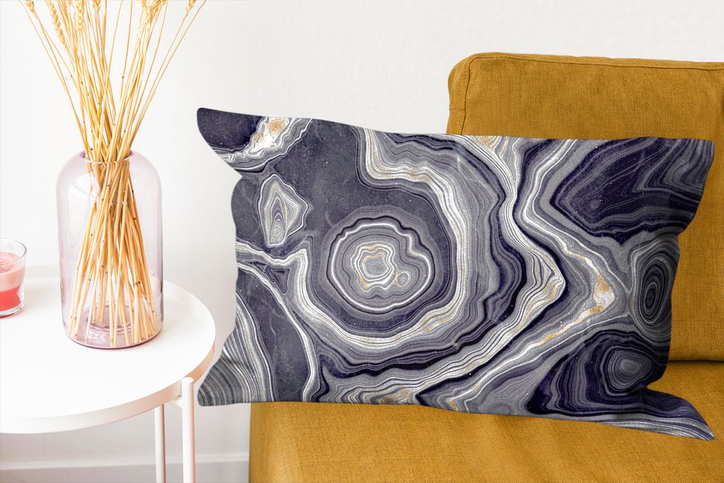 MuchoWow Zierkissen Sofakissen Wohnzimmer Dekokissen 60x40 cm Edelsteine - Geode Stein - Achat - Kopfkissen - Polster mit Foto