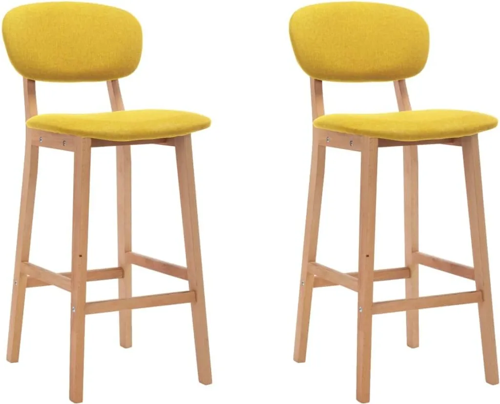 Tabouret de Bar Stable et Confortable Lot de 2 en Tissu Jaune Moutarde