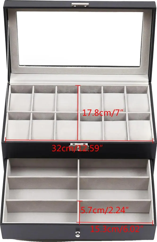 Porta Orologi 12 Scomparti Design Nero: Organizer 3 Piani Elegante