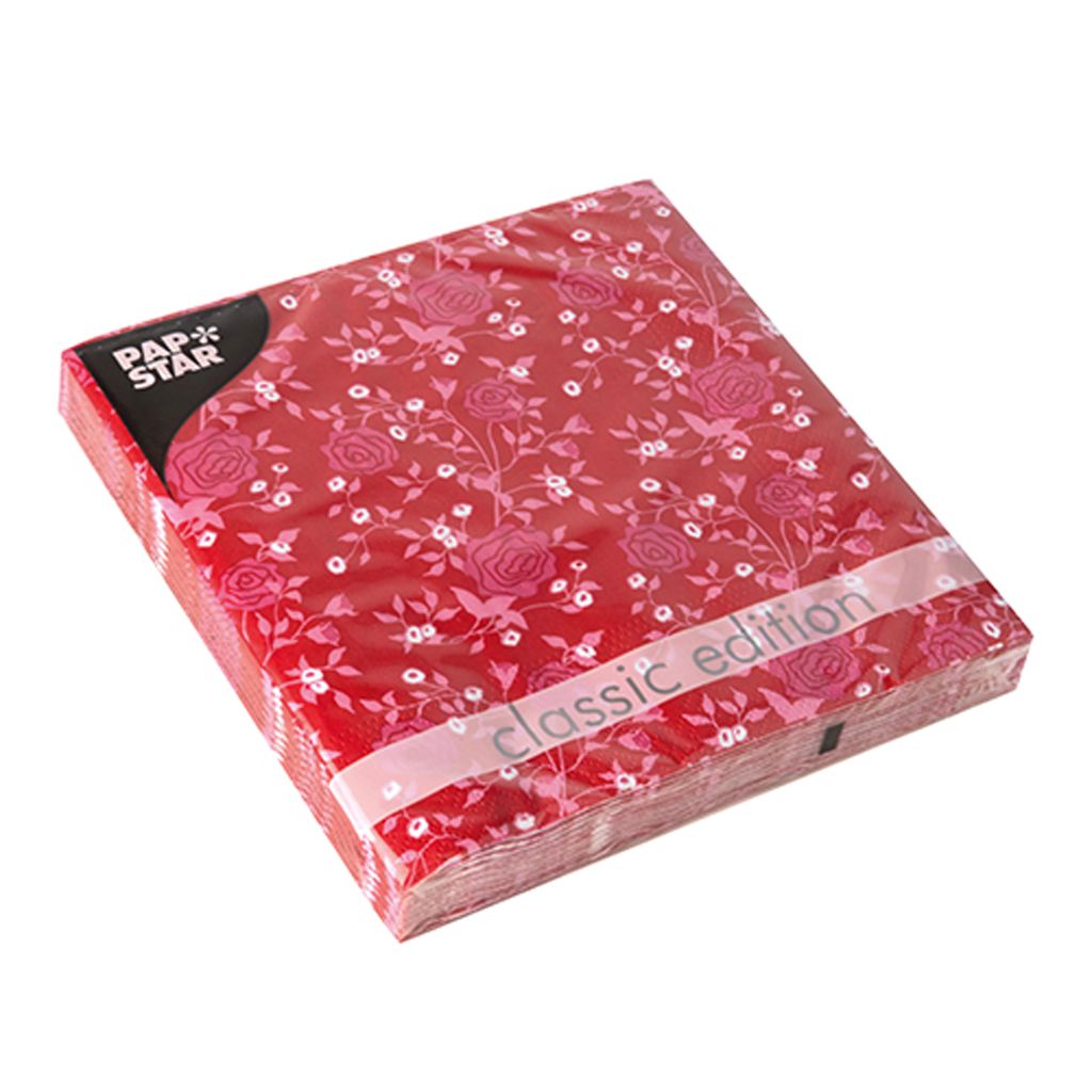 Papstar Servietten Rosy Allover rot