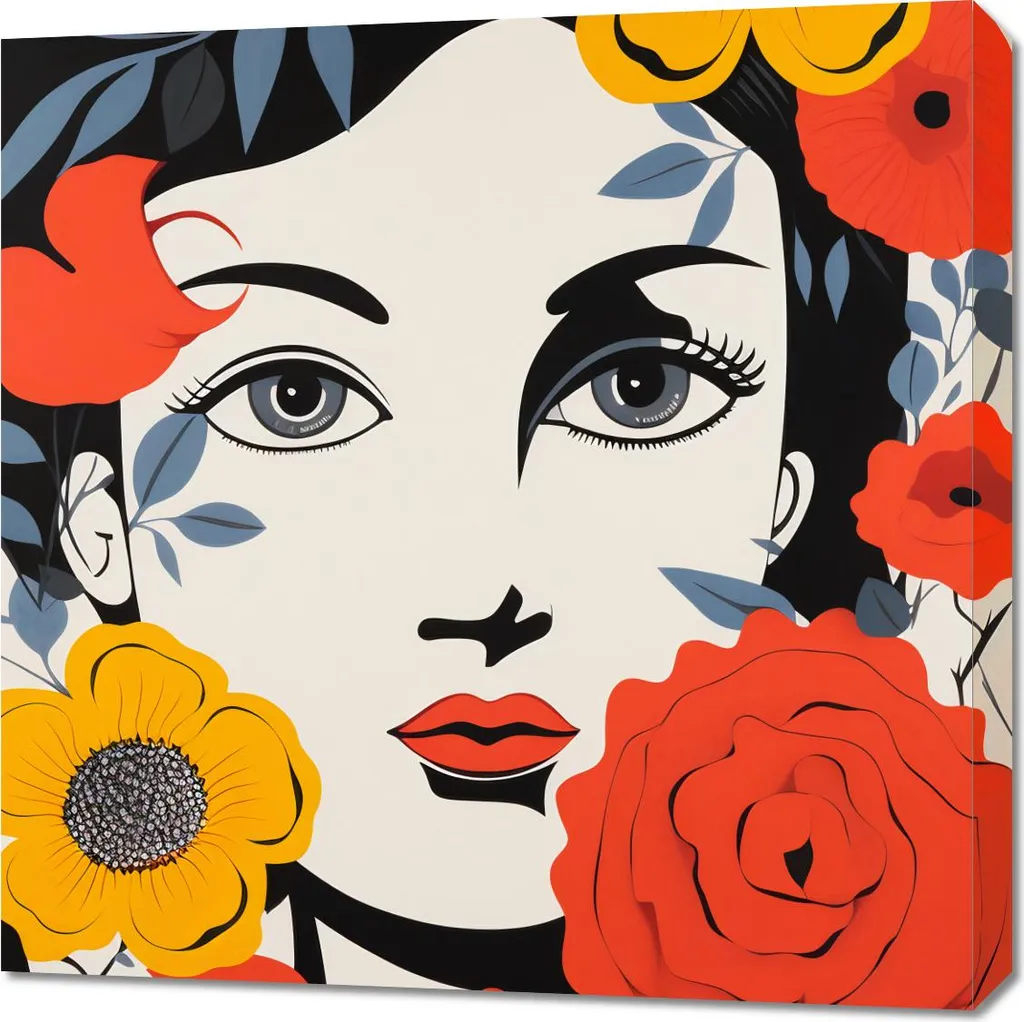Tableau Image 70 x 70 cm Fleurs Aura - Toile Décorative Carrée Florale