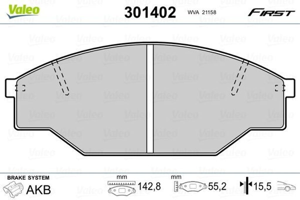 VALEO Bremsbeläge Satz Vorne für VW Taro Pickup 301402