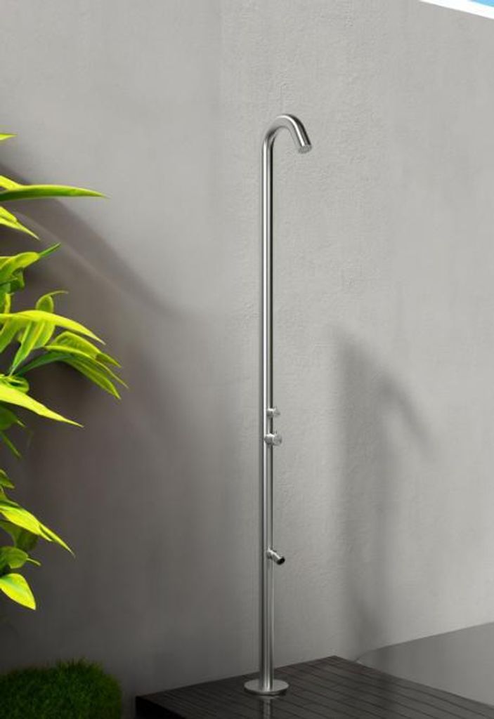 Sined | Außendusche Quartu - 229 Cm - Edelstahl Aisi 316L - Hochwertig - Mit Fußdusche - Korrosionsbeständig