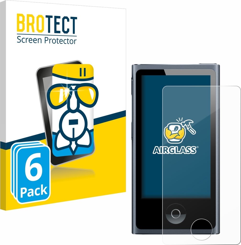 6x BROTECT Schutzglas für Apple iPod nano 2012 (7. Gen.) Schutzfolie Panzer Folie Glas Display Schutz klar