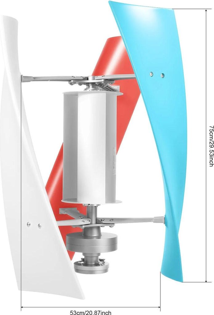 Vertikaler Windgenerator - Helix 3-Flügel-Turbine Set - 400 W - Mit Laderegler - Für Wohnmobil, Camping, Outdoor - Silber