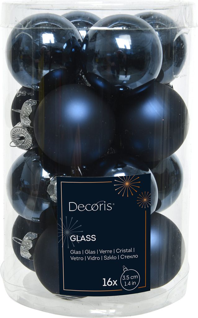 Boules de Noël en verre 3,5cm 16 pièces - bleu nuit Image du produit 