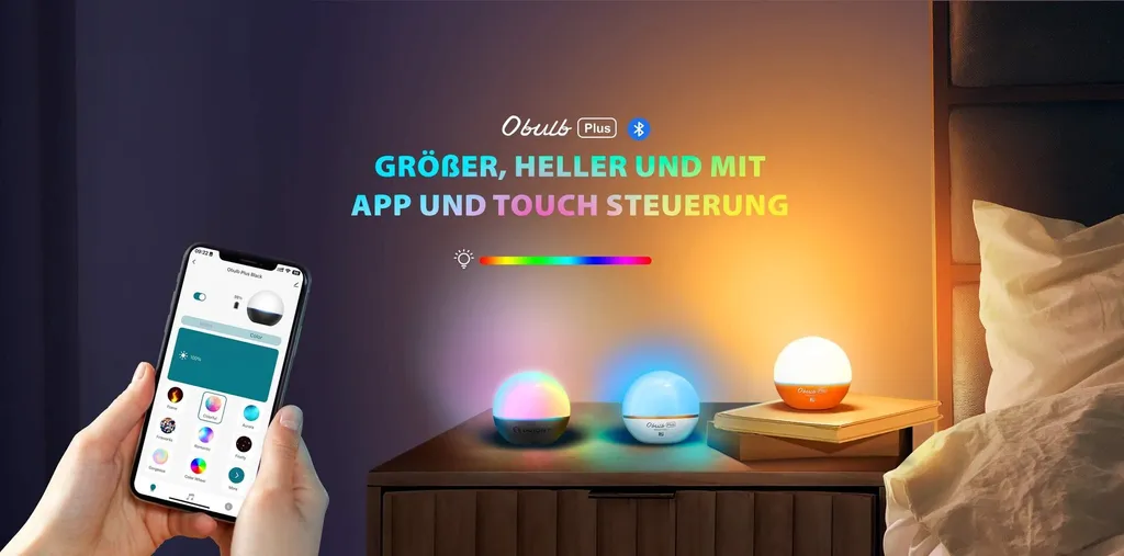 Lanterne LED Multicolore Obulb Plus - Lampe d'Ambiance Connectée Bluetooth
