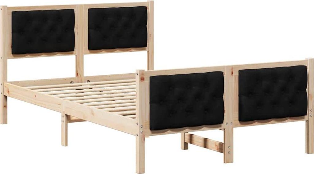 vidaXL Bettrahmen Schwarz 120 x 200 cm Massives Kiefernholz