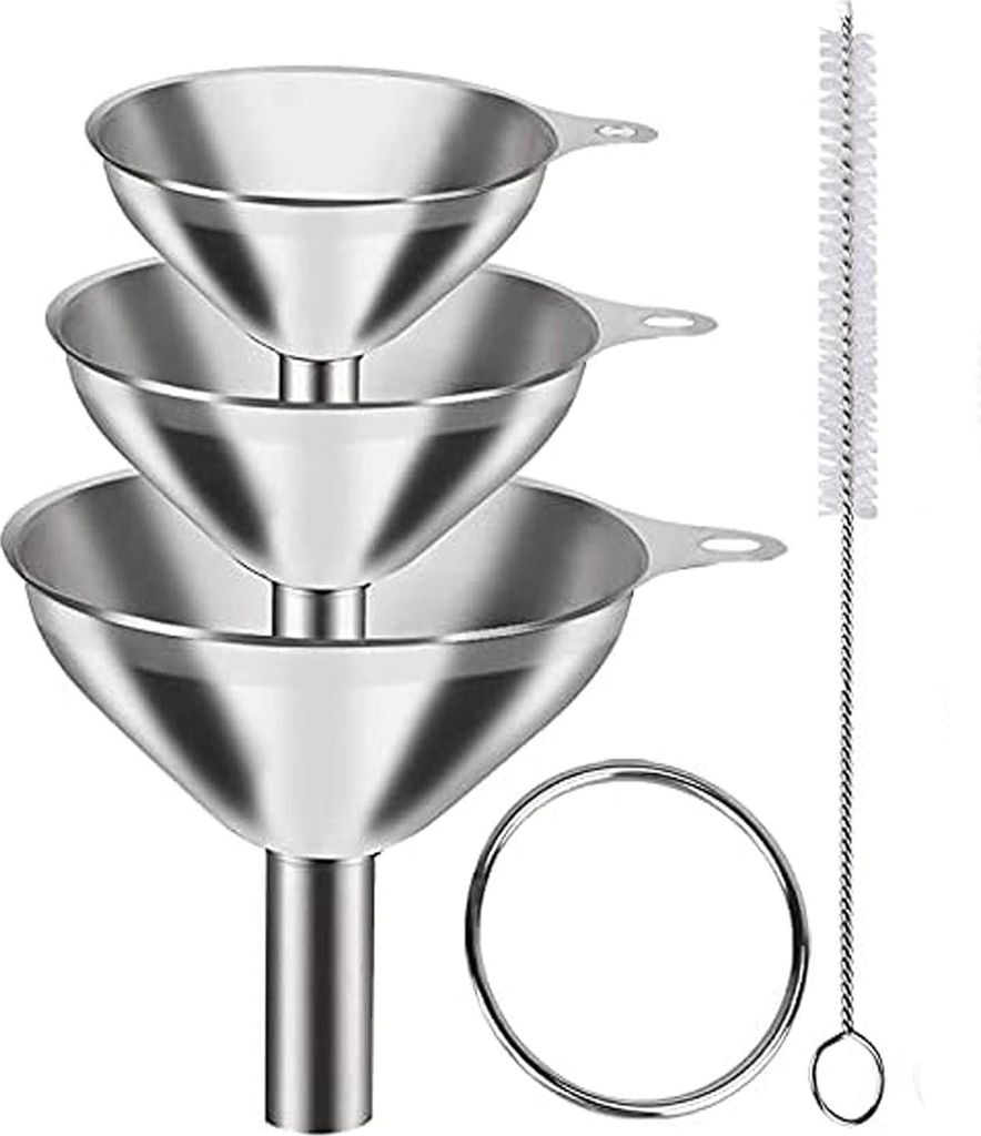 Edelstahl-Trichter zum Befüllen von Flaschen – Mehrzweck-Küchentrichter, 3er-Set, zum Umfüllen von Flüssigkeiten, ätherischen Ölen, Pulver,...