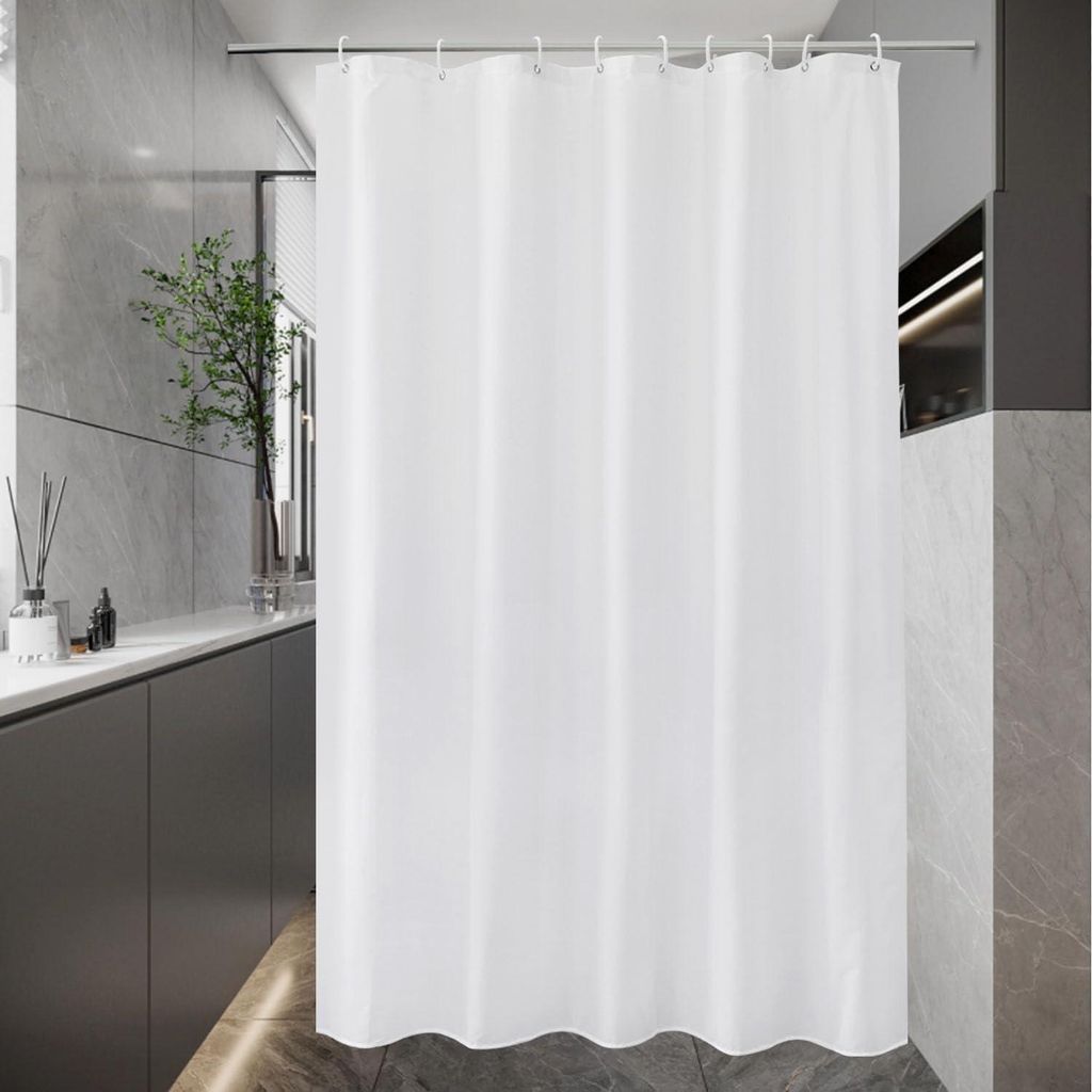Biely sprchový záves 140x200 cm textilný vodotesný s 9 Obrázok produktu 