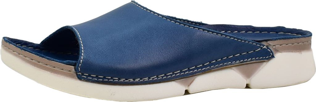 Andrea Conti Damen Pantolette Leder breiter Riemen sportliche Laufsohle 0529610, Größe:40 EU, Farbe:Blau