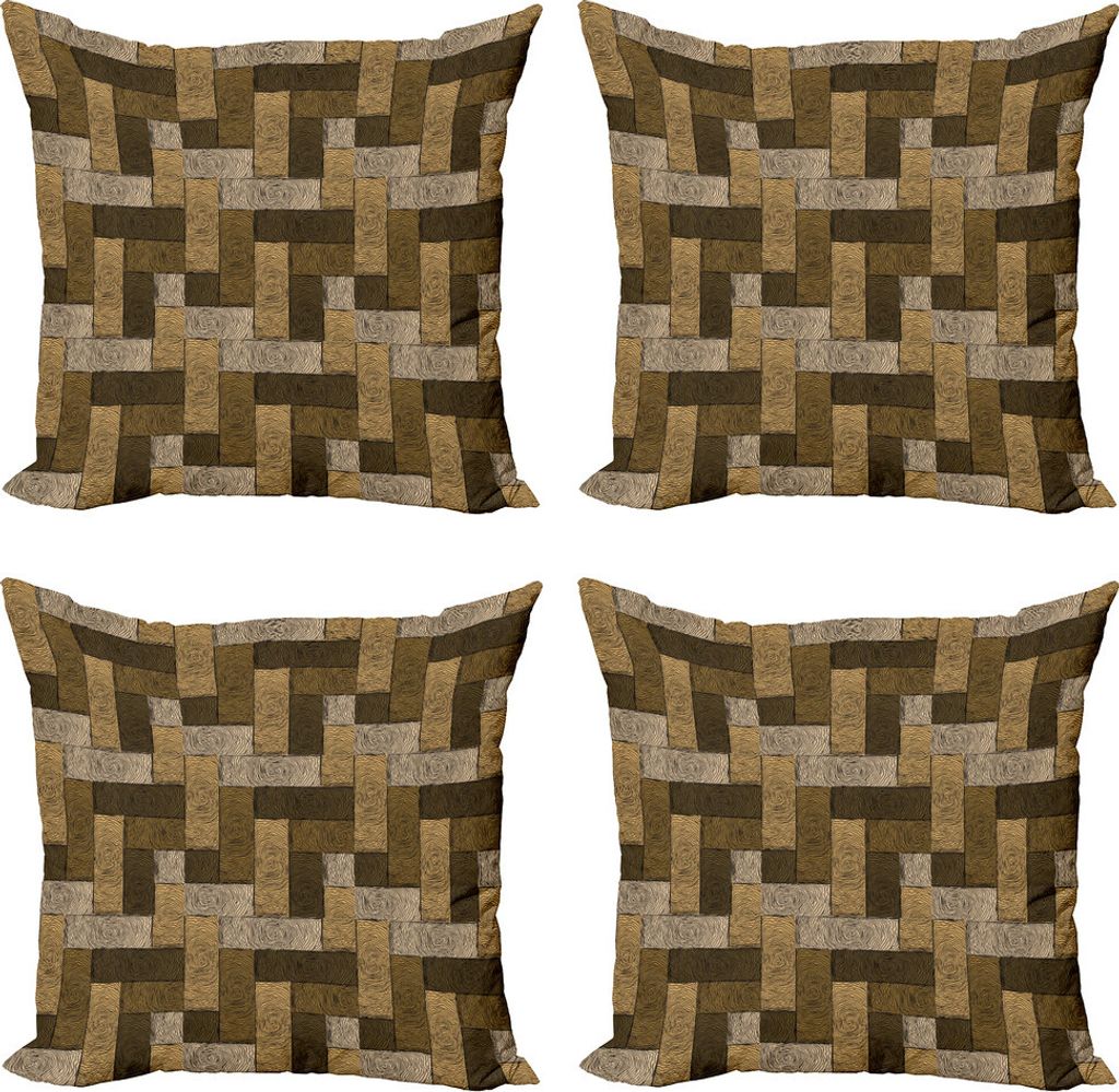 ABAKUHAUS Schokolade Kissenbezug Set (4 Stück), Holzparkett Motiv, Moderner Doppelseitiger Digitaldruck, 50 cm x 50 cm, Beige Pale Brown