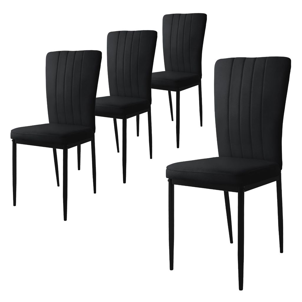 ML-Design 4er Set Esszimmerstuhl mit Rückenlehne, Schwarz, Produktbild 