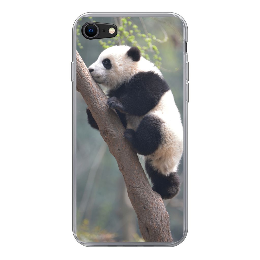 MuchoWow Handyhülle Schutzhülle Hülle für iPhone 8 Panda - Tier - Baum Silikon Softcase Handy Hülle - Schutzhaube