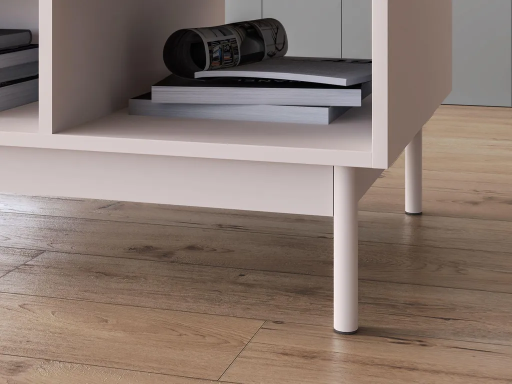 Table Basse Rectangulaire avec Rangement Ouvert Gris et Bois Dunea - 4