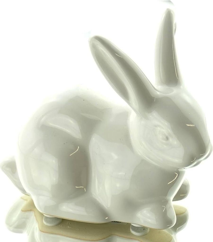 SCHEULEN Oster-Deko Hase Weiß glasiert liegend 10 cm - Keramik