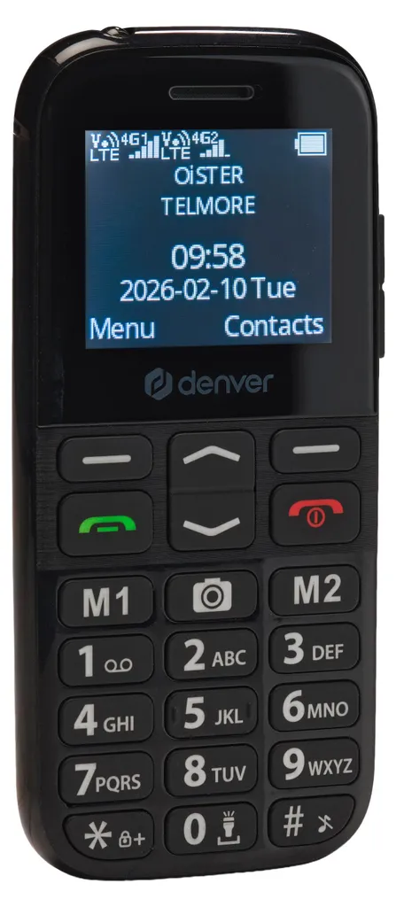 Téléphone mobile Denver BAS-18800L avec bouton SOS et écran LCD lisible