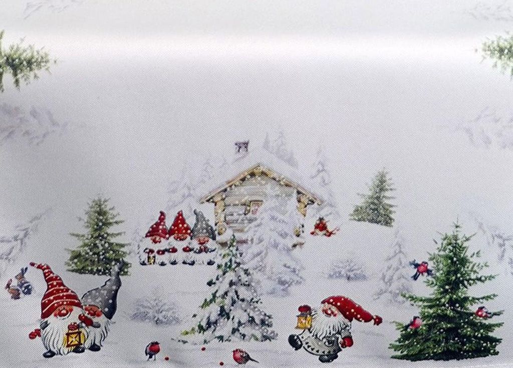 Tischwäsche Druck Wichtel im Schnee 85 x 85 cm Produktbild 