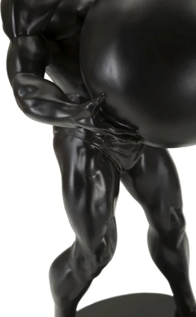 Statue Décorative Atlas en Résine Noire - Objet d'Art Design Intérieur