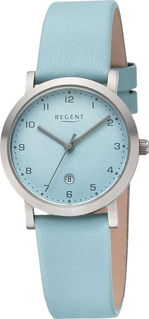 Regent Leder Damen Uhr Armbanduhr Quarz hellblau Lederarmband D2UR2092530