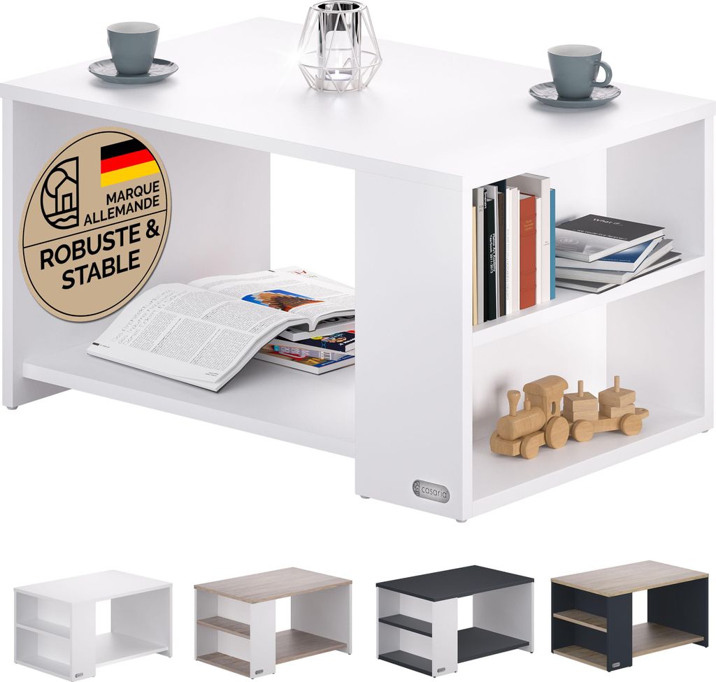CASARIA® Tavolino Divano da Caffè con Ripiano 2 Scomparti Immagine del prodotto 