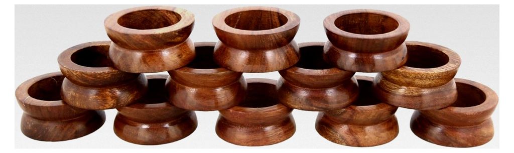 Handgefertigter Serviettenring aus Holz im Power-Drum-Design für den täglichen Gebrauch, 1,5 Zoll Serviettenhalter - Set mit 12 Stück - ideal f...