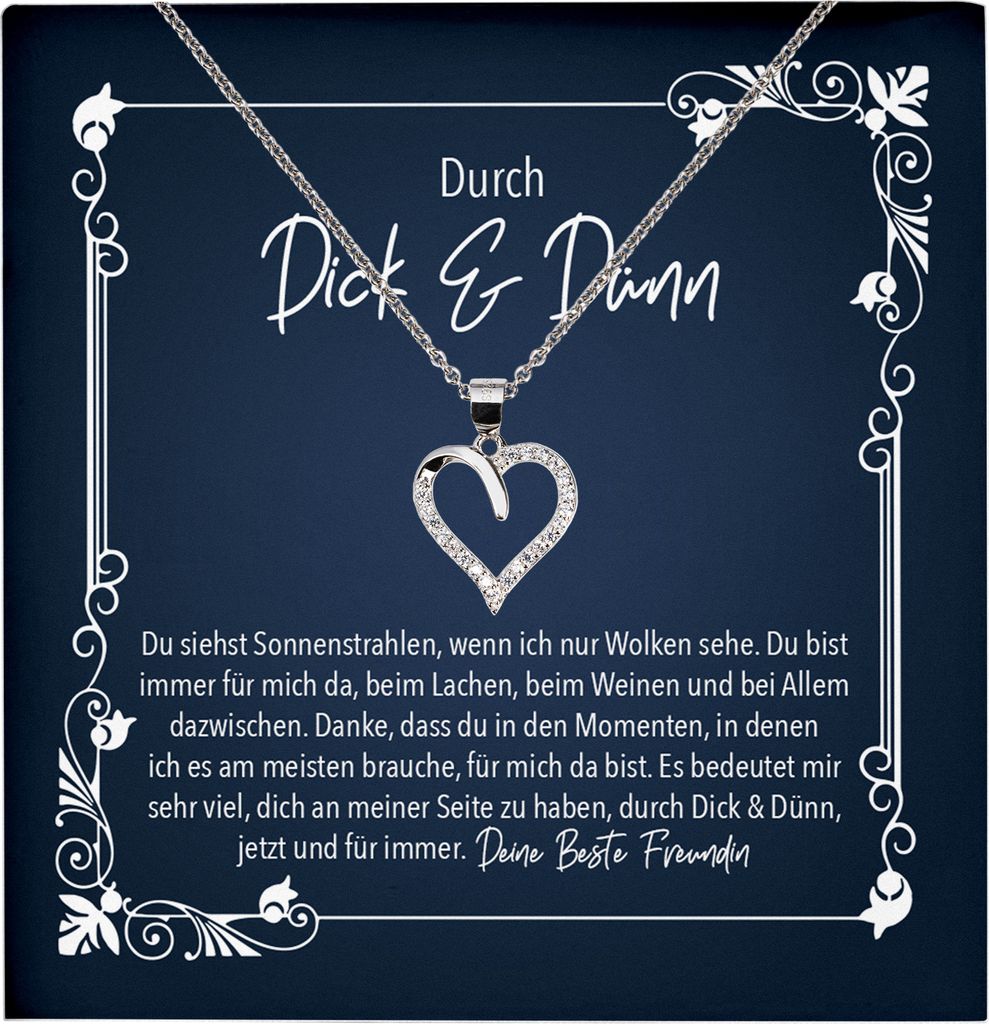 22Feels Echt Silber Halskette - Durch Dick und Dünn - Beste Freundin Geschenk Freundschaft Schmuck Set für Frauen Mädchen BFFS - Herz Anhänger,...
