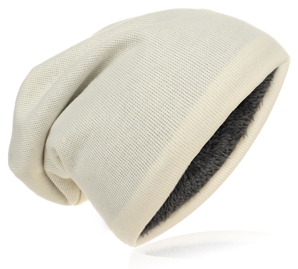 Strick Beanie Unifarbe Weiss-M