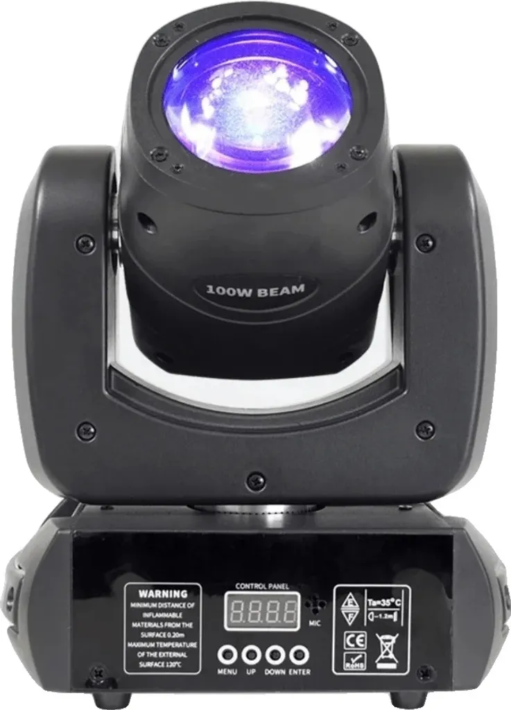 Éclairage de fête projecteur LED 100W mobile 7 couleurs 8 gobos noir