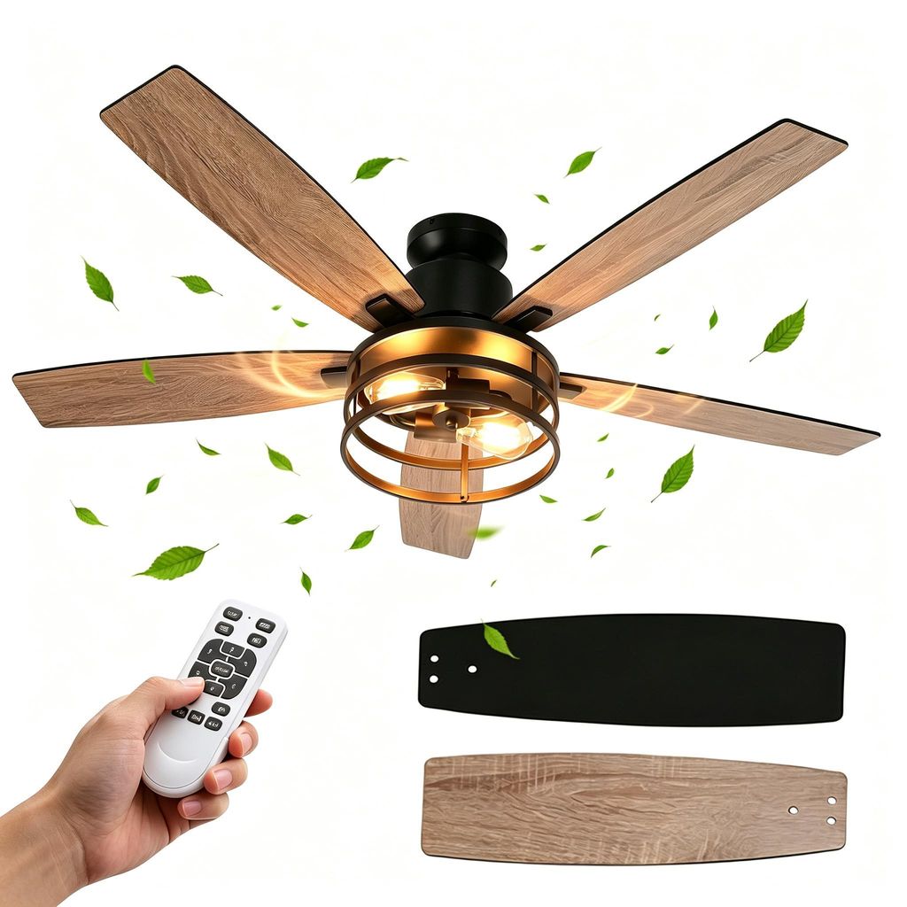 Ventilatore da soffitto Ø132 cm con luce e telecomando, Immagine del prodotto 