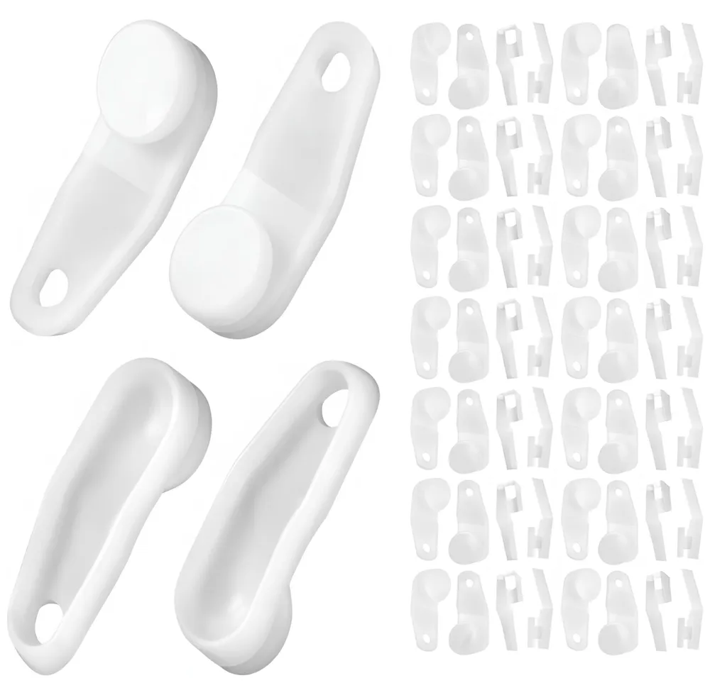Lot de 50 Crochets pour Tringles à Rideaux en Plastique Blanc Résistant