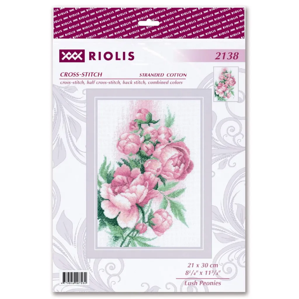Kit Punto Croce Riolis Peonie Lussureggianti - Eleganza Floreale DIY - 2