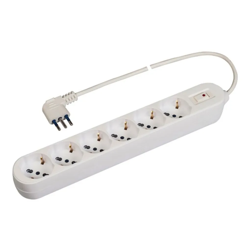 POLYPOOL MULTIPRESA 6 POS. 10/16A C/INTE 10/16A +SHUKO 2P+T, 1,5m cavo, spina 10A, C/Interr. sicurezz