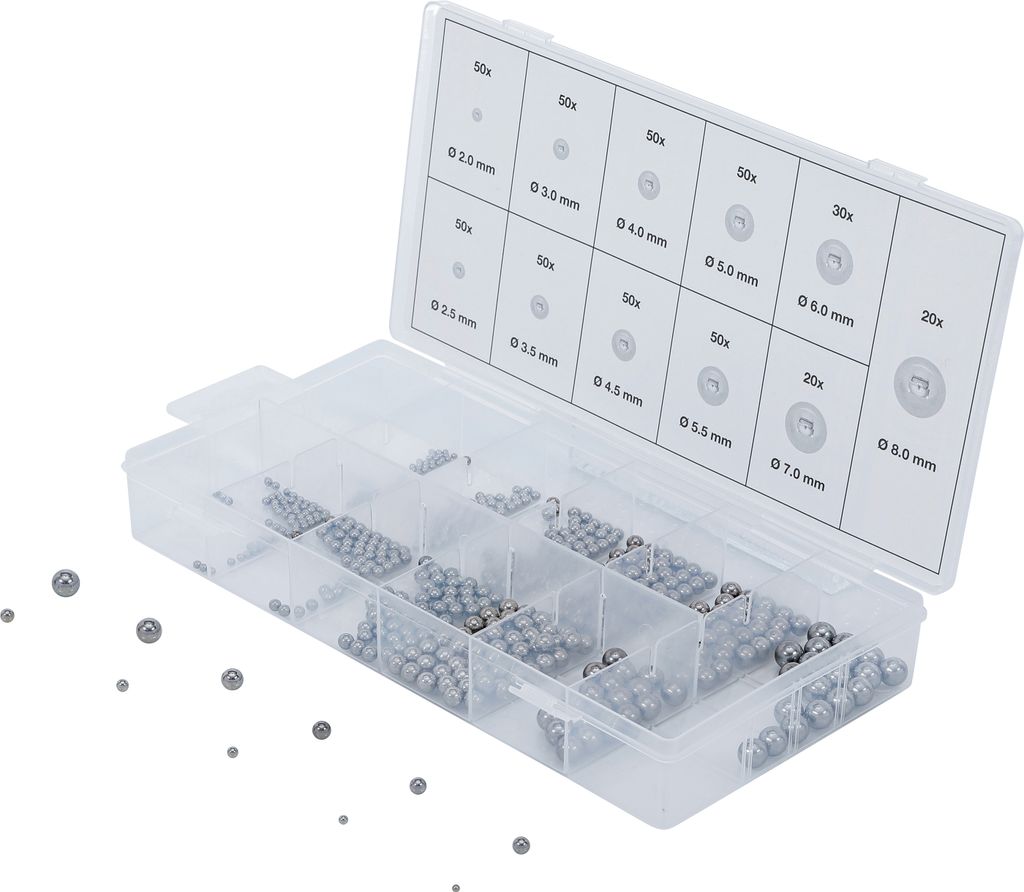 BGS assortimento di sfere d'acciaio 470 pezzi - 6853 Immagine del prodotto 