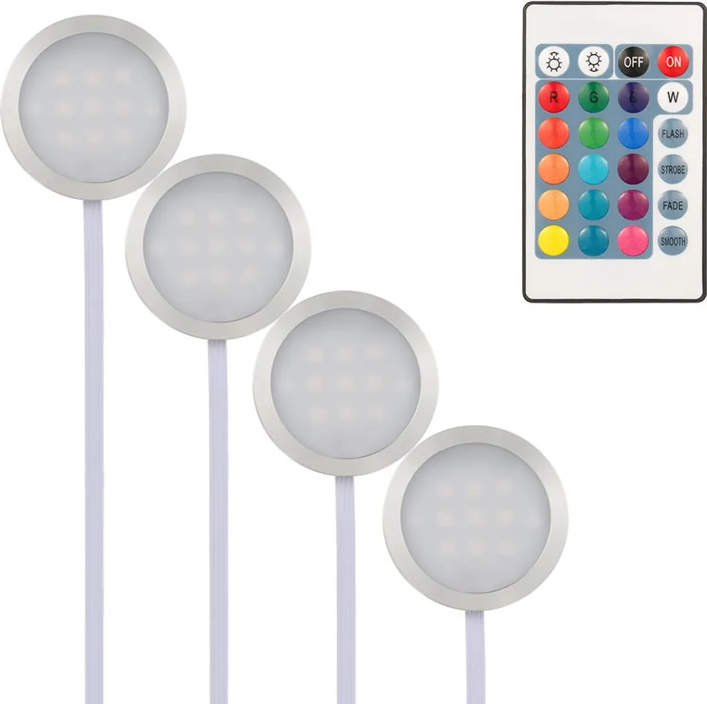 Éclairage LED Cuisine sous Placard RGB avec Télécommande - Kit de 4 - 4
