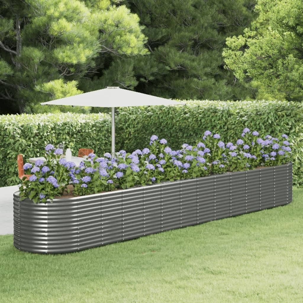 Maison Exclusive - Hochbeet Grau 554x100x68 cm Pulverbeschichteter Stahl