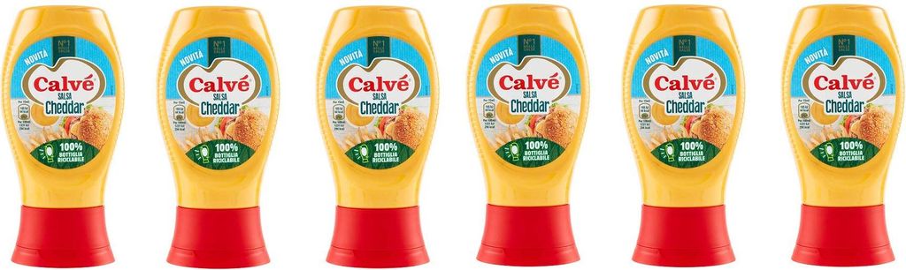 6x Calvé Salsa Cheddar Tafelsauce Soße Cheddar-Sauce Squeeze Würzsaucen 100% recycelbare Flasche 245ml