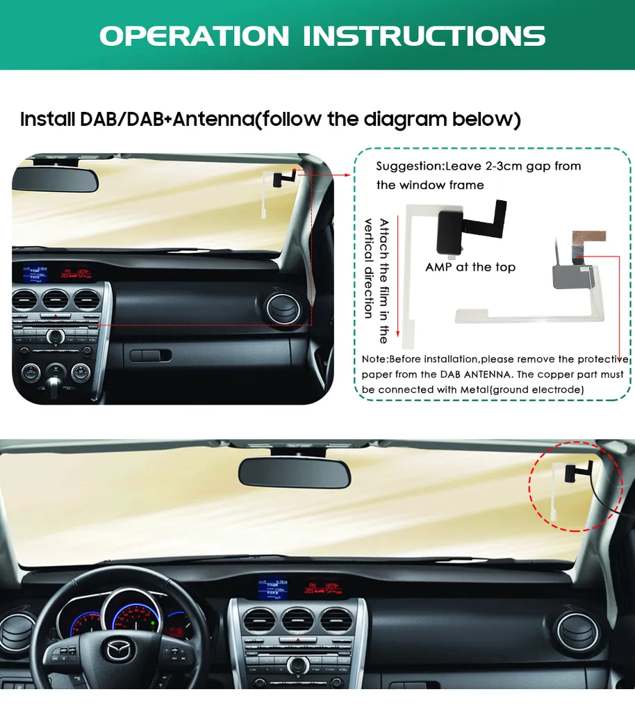 Écran voiture Android avec navigation GPS et support radio DAB+ USB