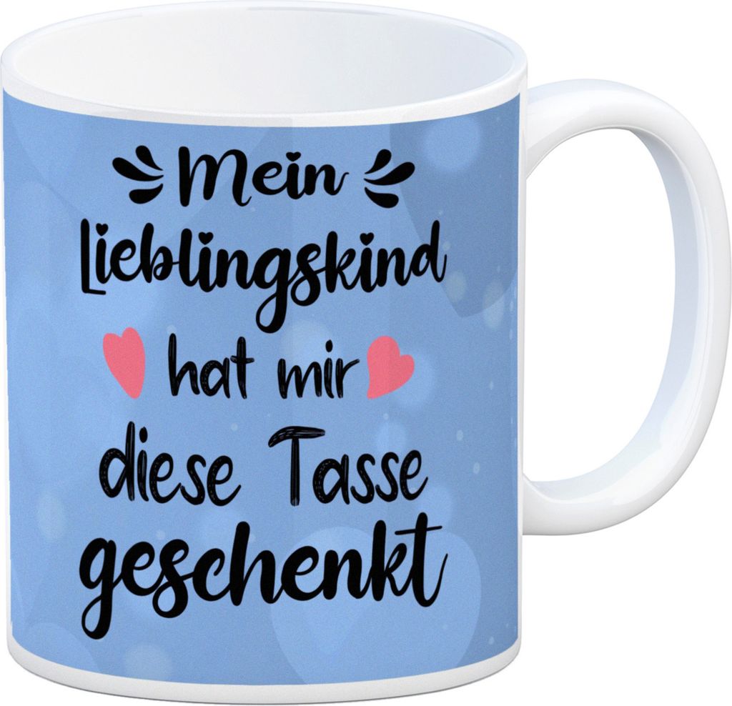 Lieblingskind Kaffeebecher in blau zum Mutter und Vatertag