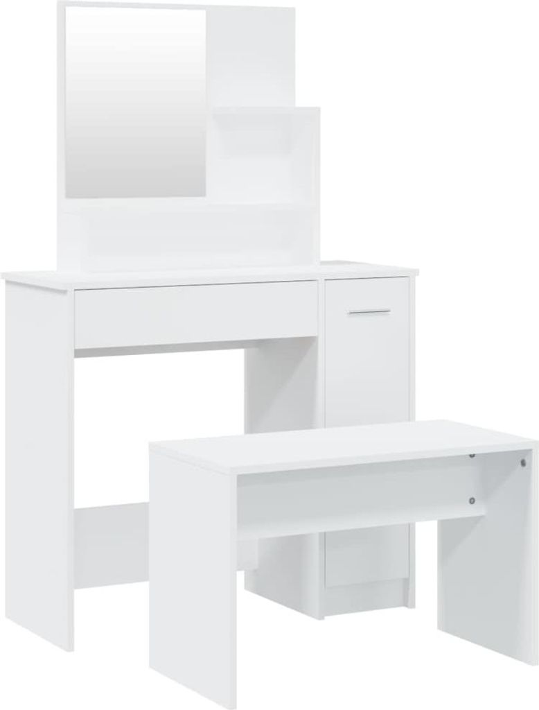 vidaXL Schminktisch-Set Weiß 86,5x35x136 cm