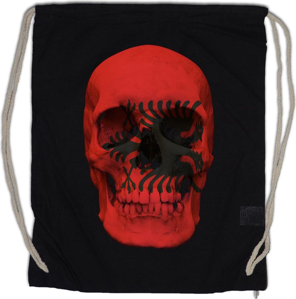 Urban Backwoods Classic Albania Skull Flag, Turnbeutel, Farbe: Schwarz