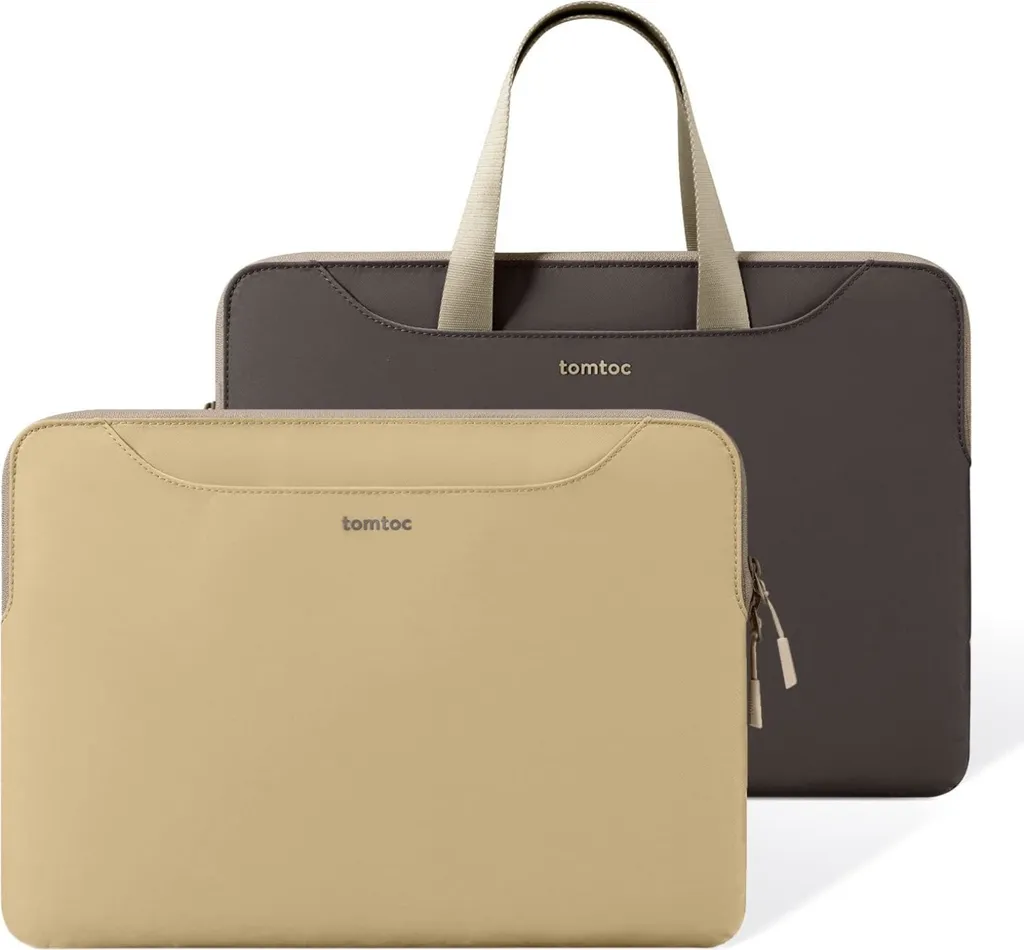 TomToc Light-A21 borsa per computer portatile per laptop/tablet slim da 15-16 pollici color kaki/marrone