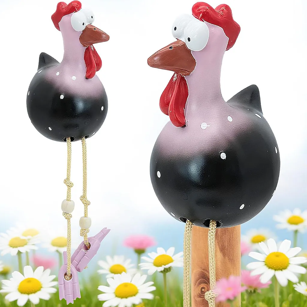 Poulet de jardin multicolore - Décoration robuste pour terrasse et cour