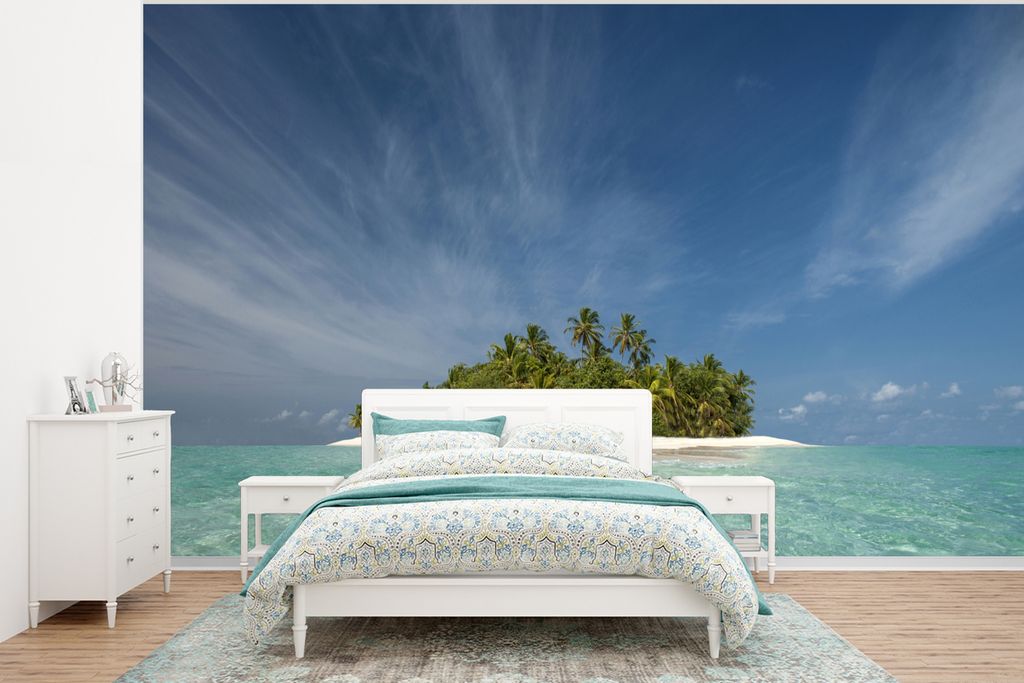 MuchoWow Fototapete für Wohnzimmer oder Schlafzimmer Wandtapete Vinyl Motivtapete Meer - Pier - Insel - 320x240 cm - Tapeten
