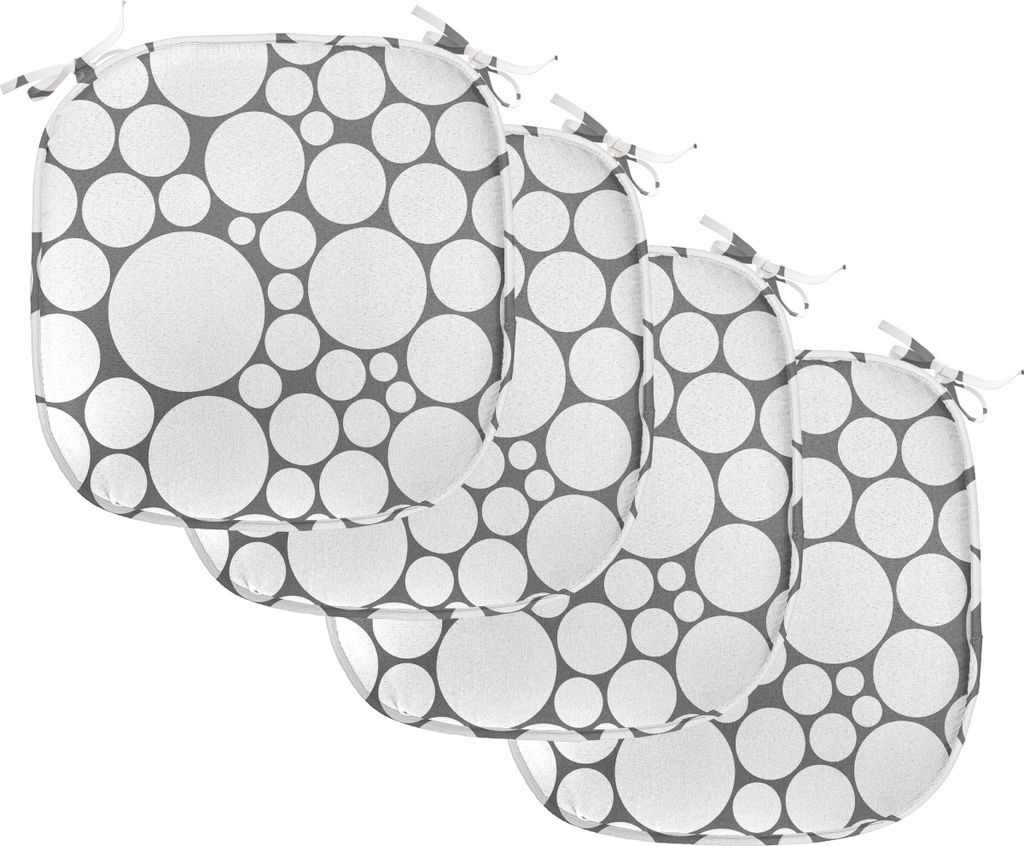 ABAKUHAUS Geometrischer Kreis Polster für Esszimmerstühle, Grau Kreis, Dekoratives wasserfestes Kissen mit Riemen für Küchensitze, 40 cm x 40 c...